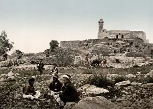 Israel Palestine photochrome - village of Nebi Samwil