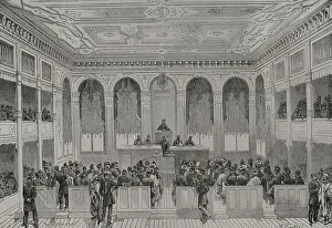 Indoors Prints: Istanbul, Turkey. A session of the Turkish Parliament