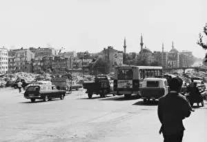 Minarets Prints: Istanbul, Turkey - Traffic on a large new road