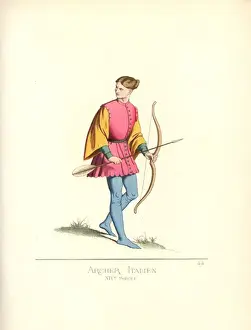 Levyfils Prints: Italian archer or longbowman, 14th century