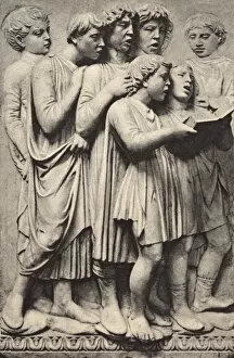 Luca Collection: Italian Bas relief of a group of singing Boys