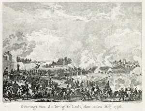 Austrians Prints: ITALIAN CAMPAIGN At the bridge of LODI, Napoleon himself is in the thick of the fighting