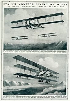 Images Dated 31st March 2016: Italian Caproni bomb-carrying biplane and triplane 1917