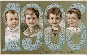 Images Dated 1st June 2018: Italian Happy New Year card - celebrating arrival into 1906
