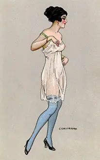 Heel Prints: Italian lady in skimpy see-through nightgown