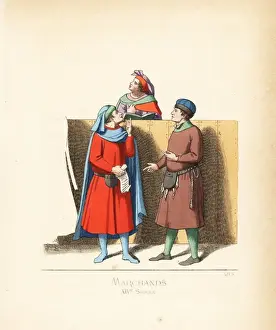 Levyfils Prints: Italian merchants and judicial notary, 14th century