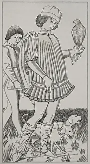 Moyen Age Prints: Italian nobleman of the 15th century. Engraving