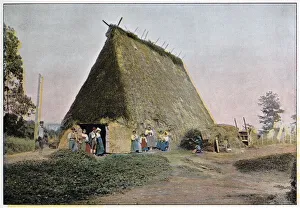 Images Dated 6th April 2021: Italian peasant home with a steep thatched roof, near Ostia Date: 1890s