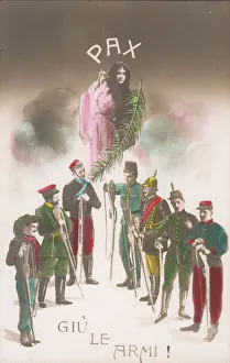 Images Dated 26th March 2018: Italian postcard, Peace, Put Down Your Weapons! WW1