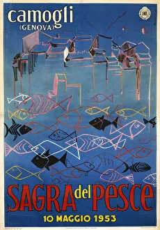 Images Dated 21st December 2017: Italian poster, Camogli Fish Festival, near Genoa, Italy