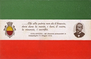 Images Dated 15th March 2017: Italian Prime Minister Salandra - Quote on entry into WW1