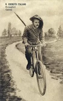 Images Dated 14th June 2011: Italian Sharpshooter on a bicycle