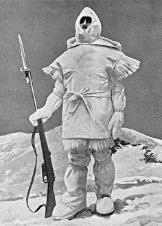 Conditions Gallery: Italian soldier in white camouflage, WWI