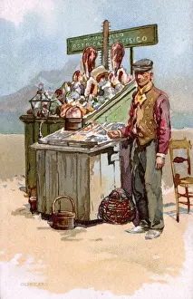 Sells Prints: Italian Street Oyster Seller and General Fishmonger