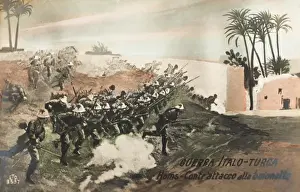 Decline Prints: Italo-Turkish War (1911-12) - Attacking with fixed bayonets