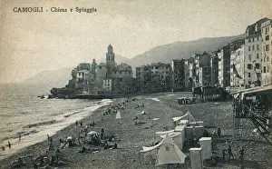 Italy - Camogli - Church and Beach