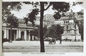 Genova Prints: Italy, Genoa - Piazza Acquaverde - Monument to Columbus