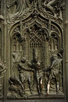 Images Dated 22nd March 2012: Italy. Milan Cathedral. Door detail. Flagellation of Christ