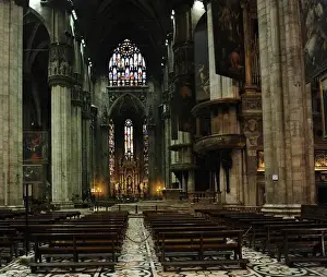 Nave Prints: Italy. Milan. Cathedral. Gothic. 15th century. Interior