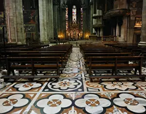 Nave Prints: Italy. Milan. Cathedral. Polychromed marble mosaics from Can