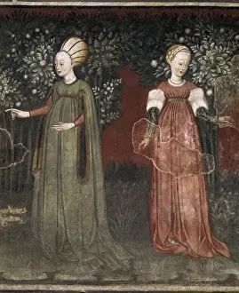 Borromeo Prints: ITALY. Oreno. Ladies in a garden, detail of