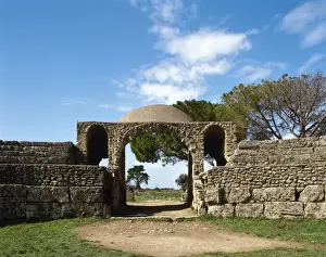 Italy. Paestum. Roman Amphitheater. Gateway