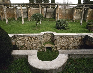 Italy. Pompeii. House of Julia Felix. Garden with pool