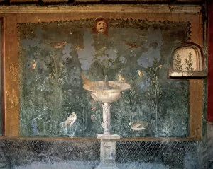 Campania Collection: Italy. Pompeii. House of Venus. Fresco. Garden with birds ar