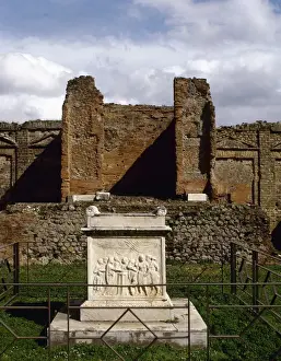 Italy. Pompeii. Temple of Vespasian (69-79 CE). Altar with a