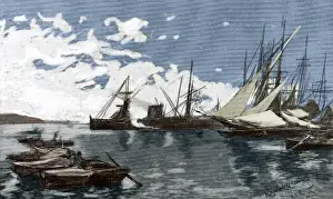Garcia Prints: Italy. Port of Naples. Drawing by Jose Maria Garcia (1862-19