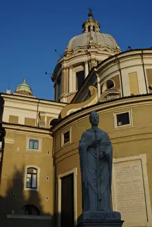 Archbishop Prints: Italy. Rome. Basilica of San Carlo al Corso and statue of Sa