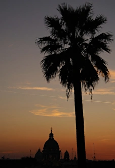 Images Dated 17th March 2009: Italy. Rome. Basilica of San Carlo al Corso at sunset. Backl