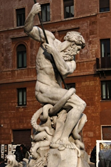 Images Dated 31st January 2009: Italy. Rome. Fountain of Neptune. Detail of Neptunes statue