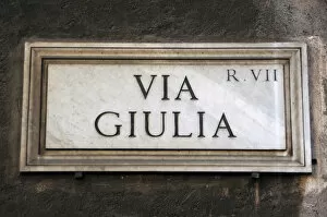 Images Dated 17th March 2009: Italy. Rome. Via Giulia street plaque