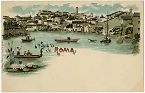 Italy, Rome - River Tiber and view toward the Aventine Hill