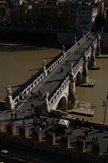 Images Dated 8th March 2009: Italy. Rome. Saint Angelo Bridge (1668-1671). Aerial view