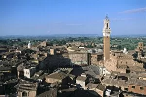 ITALY. Siena. Mangia Tower and Piazza del Campo