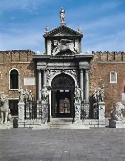 Edifices Collection: ITALY. Venice. The Arsenals main gate, the Porta