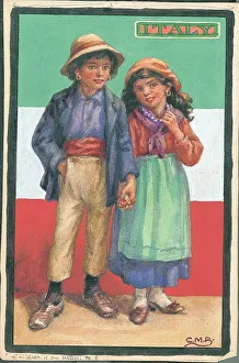 Barker Prints: Italy. WWI Children of the Allies, artwork