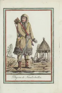 Quiver Prints: Itelmen peasant of Kamchatka in front of summer dwelling