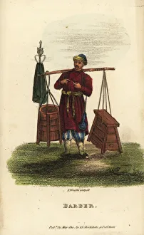Freschi Collection: Itinerant Chinese barber ringing finger bells