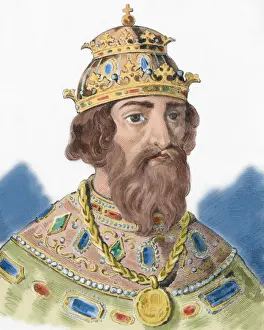 Tsar Prints: Ivan the Terrible (1530-1584). Portrait. Engraving. Colored