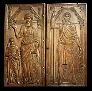 Ivory Gallery: The ivory diptych of Stilicho (right) with his
