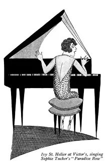 Helier Prints: Ivy St Helier singing at Chez Victor by Fish