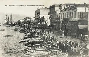 Izmir, Turkey - Quayside dressed with flags