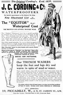 Waders Prints: J. Cording advertisement, WW1 with trench waders