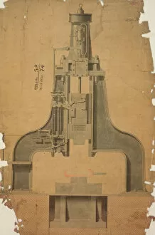 Hammer Collection: J Nasmyths patent steam hammer, front elevation