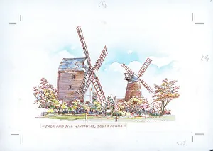 Windmills Prints: Jack and Jill Windmills, South Downs