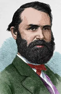 Jacob Dolson Cox, Jr. (1828-1900). Engraving. Colored