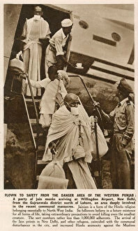 Jain monks arriving in New Delhi after fleeing Western Punja